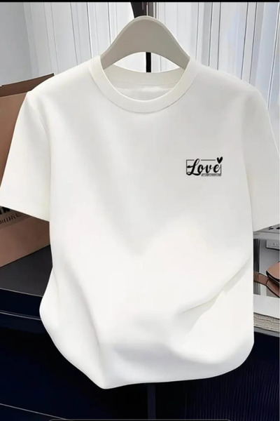 New Shine تي شيرت مطبوع عليه كلمة LOVE للجنسين