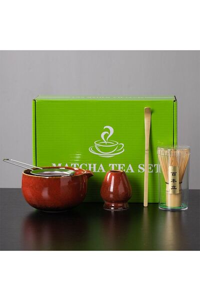 Generic 6pcs Red Heart Decal Ceramic Matcha Set Includes Bowl, Whisk, Holder,...