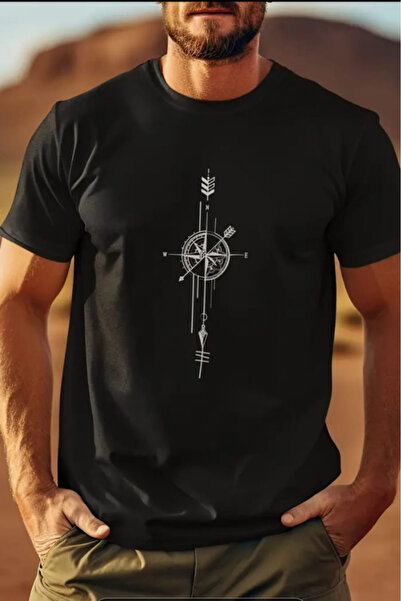 New Shine تي شيرت مطبوع عليه بوصلة للجنسين