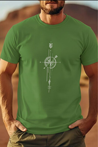 New Shine تي شيرت مطبوع عليه بوصلة للجنسين