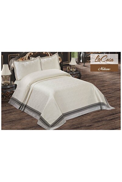 LACASA HOME LINEN MILANO JAKARLI PAMUK BROCARD NAKIŞ BANDLI ÇİFT KİŞİLİK YATA...