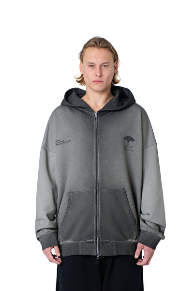 Dracaena cinnabari Vintage effect zip-up hoodie