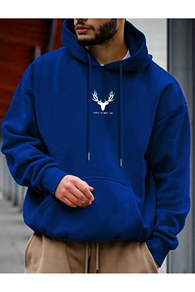 my feminen هوديي للجنسين بتصميم بسيط مطبوع بغطاء رأس جيب قصة فضفاضة سويت شيرت...