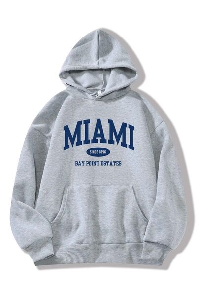 my feminen هوديي للجنسين بتصميم بسيط مطبوع بغطاء رأس جيب قصة فضفاضة سويت شيرت...