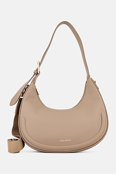 Kathy Ireland Women Brand Logo Hobo Bag, Taupe