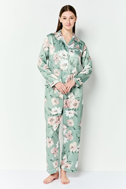 Marilyn Monroe Women 2 Pcs Floral Print Long Sleeve Pajama Top And Pants Set,...