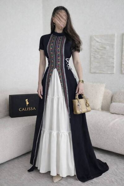 Calissa Store Women's jalabiya with computer embroidery