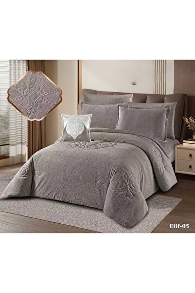 miral Double winter velvet faux fur bedding set, 7 pieces, fully filled, uniq...