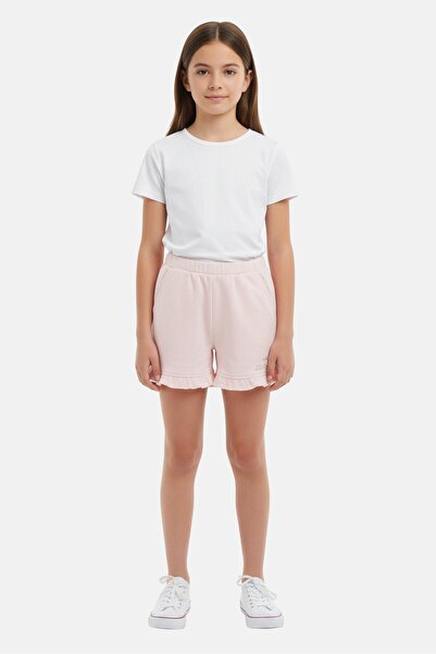 Lili Gaufrette Kids Girl Embroidered Logo Basic Shorts, Lavender