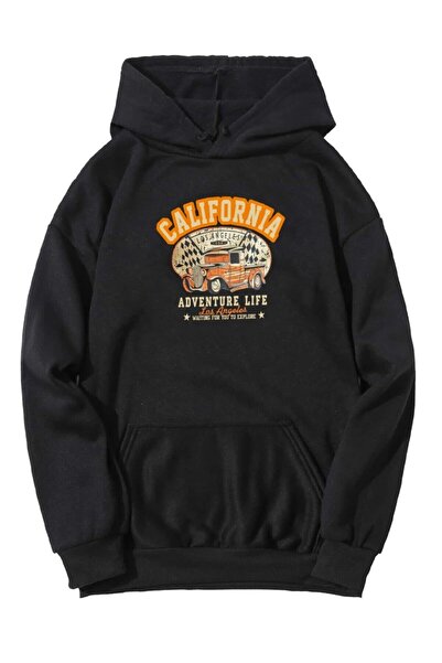 my feminen هوديي للجنسين بتصميم بسيط مطبوع بغطاء رأس جيب قصة فضفاضة سويت شيرت...