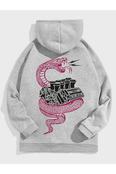 my feminen هوديي للجنسين بتصميم بسيط مطبوع بغطاء رأس جيب قصة فضفاضة سويت شيرت...