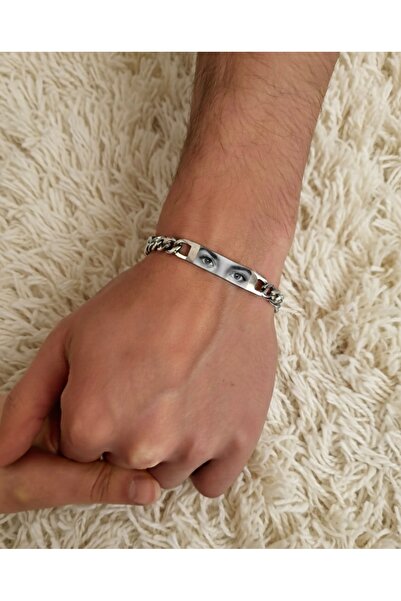 Moon Kişiye Özel Çelik Göz Baskılı Bileklik Arkadaş Sevgili Hediye