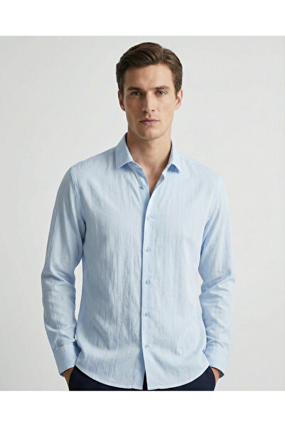 DEFES Men's Regular Modal Natural Textured Shirt