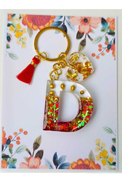 demirbasavm Handmade Letter D Epoxy Keychain