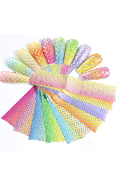 Pink Nails Set of 10 Mermaid Transfer Foils