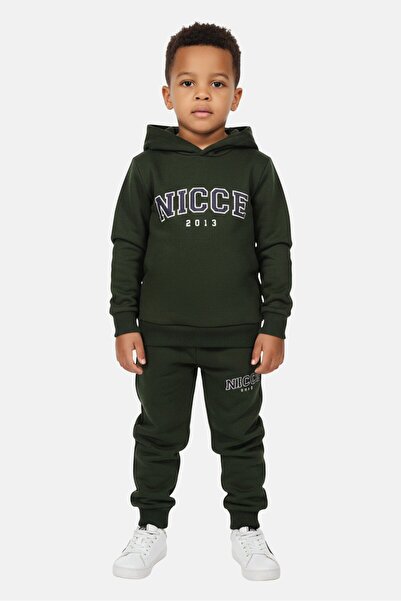 Nicce طقم ملابس للأطفال الصغار من قطعتين، هودي وبنطال رياضي بشعار ماركة، أخضر...
