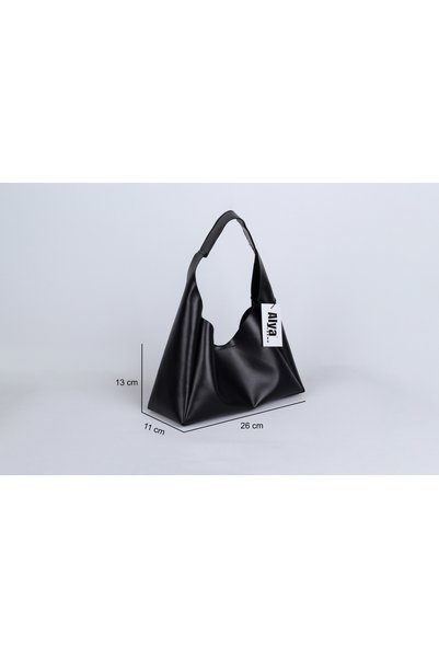 Home Black Faux Leather Hand and Shoulder Bag with Snap Closure
