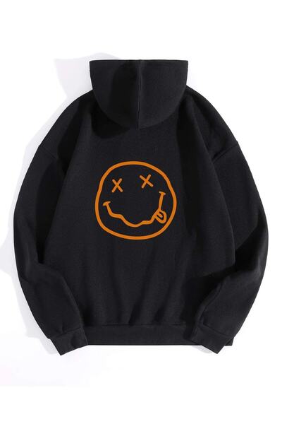 my feminen هوديي للجنسين بتصميم بسيط مطبوع بغطاء رأس جيب قصة فضفاضة سويت شيرت...