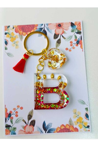 demirbasavm Handmade Letter B Epoxy Keychain