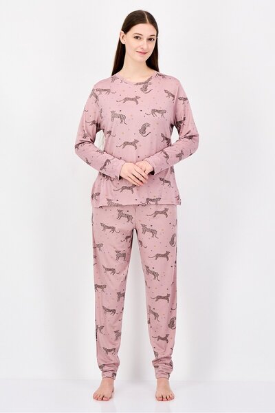 Kathy Ireland Women 2 Pieces Graphic Print Long Sleeve Pajamas Set, Multicolor