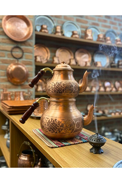 SUFİ TESBİH VE ESANS El İşlemesi Çaydanlık Takımı - Antik Eskitme İşlemeli Bü...