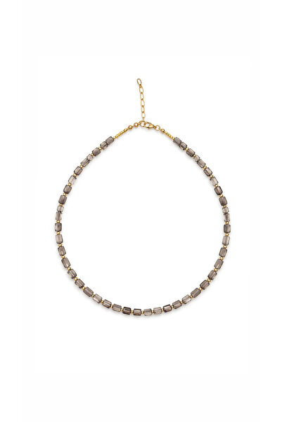 Cunda Doğal Taş Design Kuvars Doğal Taş Kolye ( Dumanlı Kuvars )