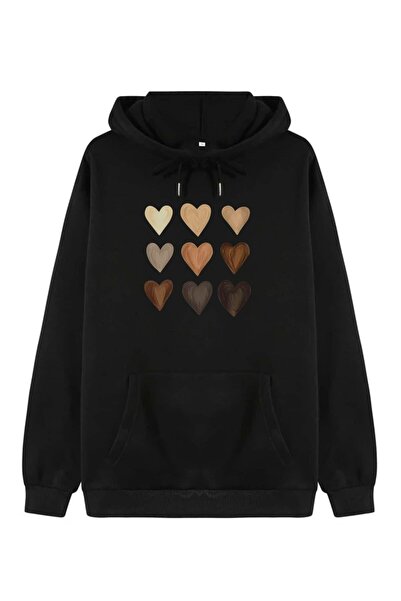 my feminen هوديي للجنسين بتصميم بسيط مطبوع بغطاء رأس جيب قصة فضفاضة سويت شيرت...