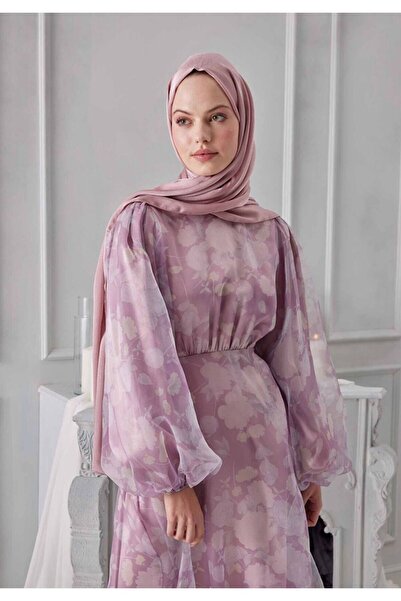 gül sezgin butik Women's Pink Satin Janjan Abi̇ye Tesettür Shal