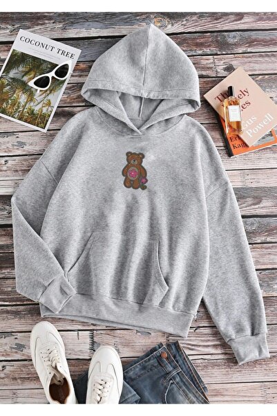 my feminen هوديي للجنسين بتصميم بسيط مطبوع بغطاء رأس جيب قصة فضفاضة سويت شيرت...