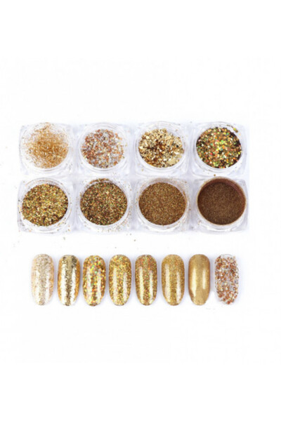 Pink Nails Set 8 Mix Glitter #8