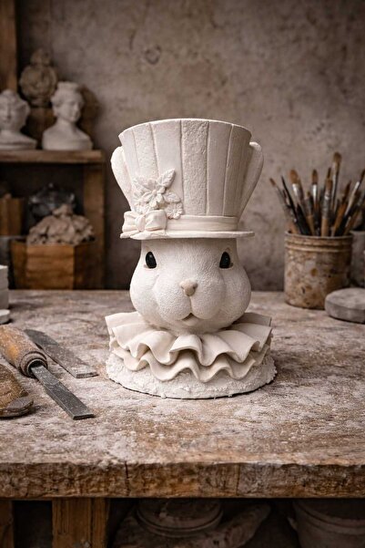 MN TİCARET Masalsı Tavşan Heykel Çocuk Odası Dekoru / Saksılık / Bahçe Dekor