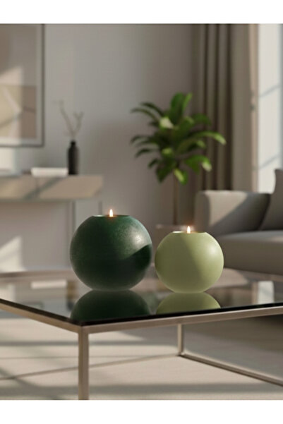 LUNİVAA HOME Dekoratif Küre Şekline 2li Renkli Büyük ve Küçük Mumluk Ev, Ofis...