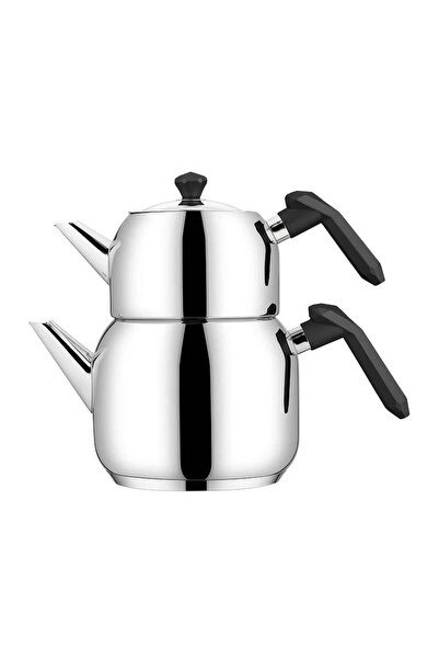 Altabi Opal Glass Lid Steel Teapot Set – Black