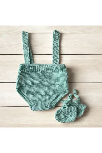 The Cloudish Shop Baby Hand-Knitted Romper Booties Set Photo Shoot Outfit Wat...