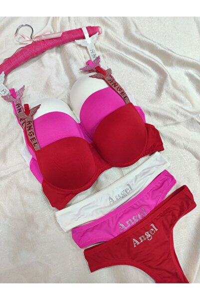 Love Angels Stone Pattern Underwear 3-Piece Set Dowry Underwear Set