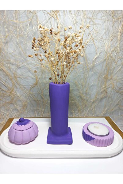 emilysamy Column Vase with Saucer, Minimal Candle Holder and Pumpkin 4-Piece ...