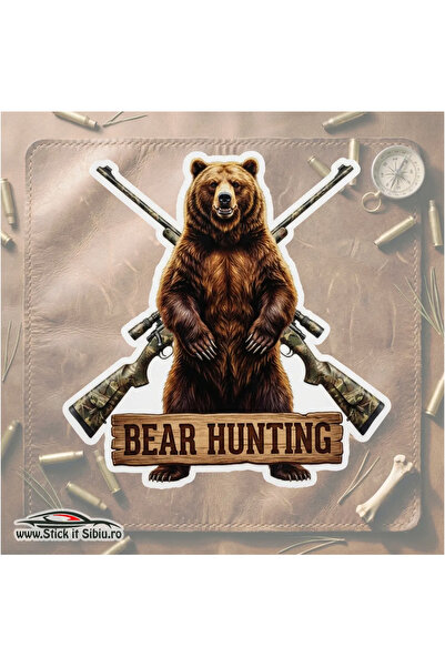 StickITsibiu Brown Bear Sticker – Hunting Rifles 10x10 | Outdoor Resistant