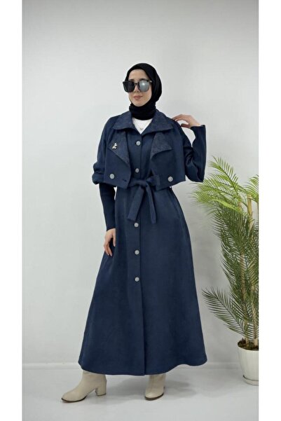 Tebrikler tekstil Women's Suede Long Coat Is 2 Pieces, Model G4265