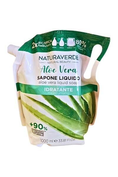 Naturaverde Set 2 x Rezerva Sapun Lichid Velvety Aloe & Mosc, 1 l