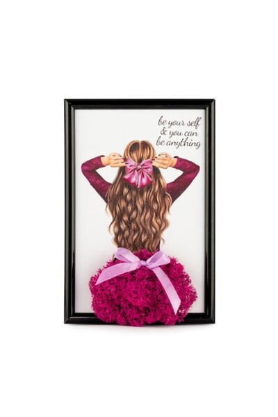 Yoobirim Box Tablou Be Your Self cu Licheni Roz 15×10 cm