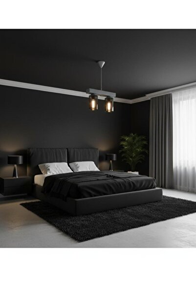 BİAVİZE 2 Lİ FÜME CAMLI GRİ KROMLU MODERN AVİZE