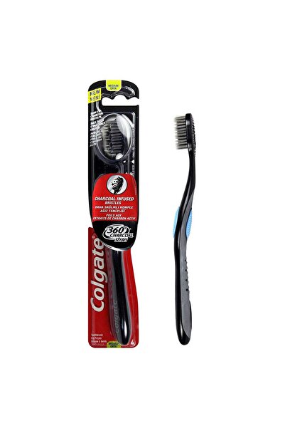 Colgate Set 4 x Periuta de Dinti 360 Charcoal Siah, Peri Medii