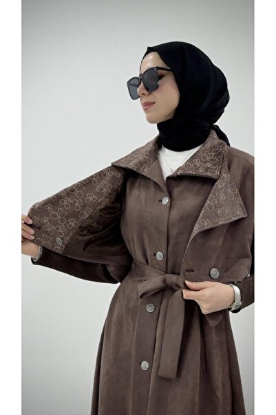 Tebrikler tekstil Women's Suede Long Coat Is 2 Pieces, Model G4265