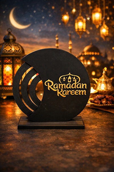 HyperDesign Ramadan Kareem Gold Yazılı Dekoratif Hicri Takvim – Masaüstü Ay Y...