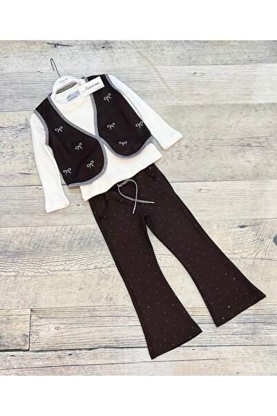 Store Kurdele İşlemeli Yelekli Takım