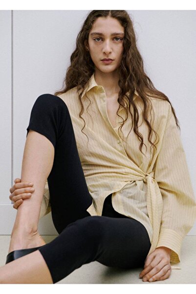 MANGO Woman Çizgili düğümlü gömlek