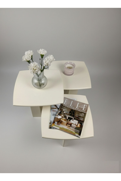 kuppdesign Mabel Yan Sehpa Krem 3'lü Set