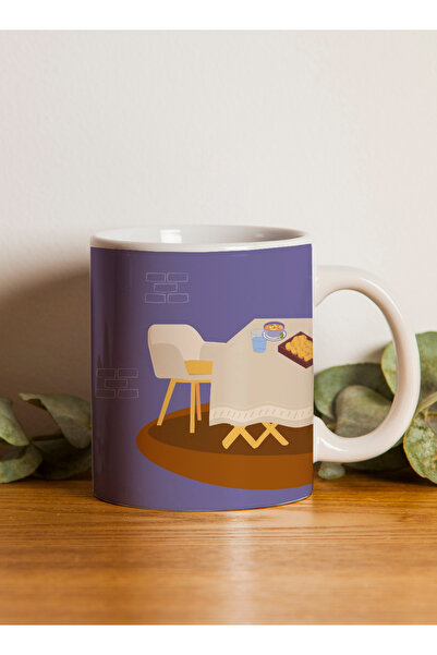 LOWHA كوب سيراميك سعة 11 أونصة بتصميم إفطار رمضاني