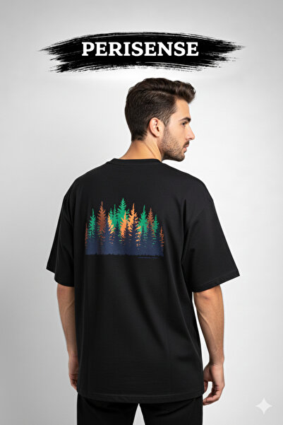 PERISENSE Unisex Savage Pine Printed Premium Combed Cotton Oversized T-Shirt