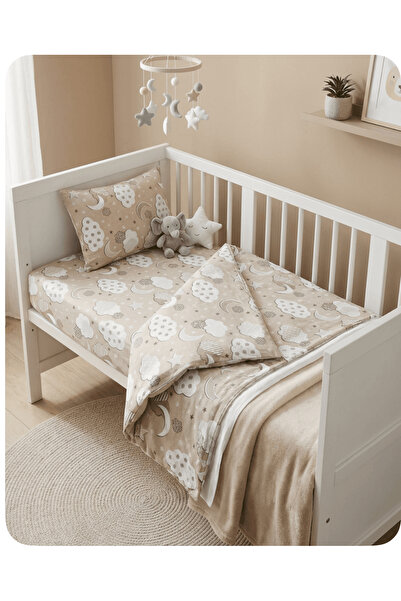 By Masuaa Baby Bedding Set 4 Pieces |   150 X 100 |   Cappuccino Cloudy